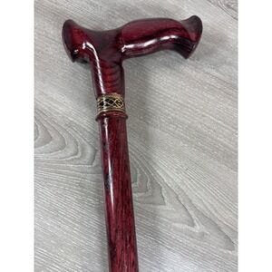 Asterom Oak Walking Cane 37" Hand Made Ergonomic Wood Men Women Mahogany Finish